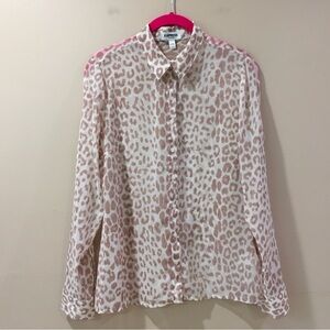 Express the portofino shirt Top Animal Printed Leopard White Pink size s New